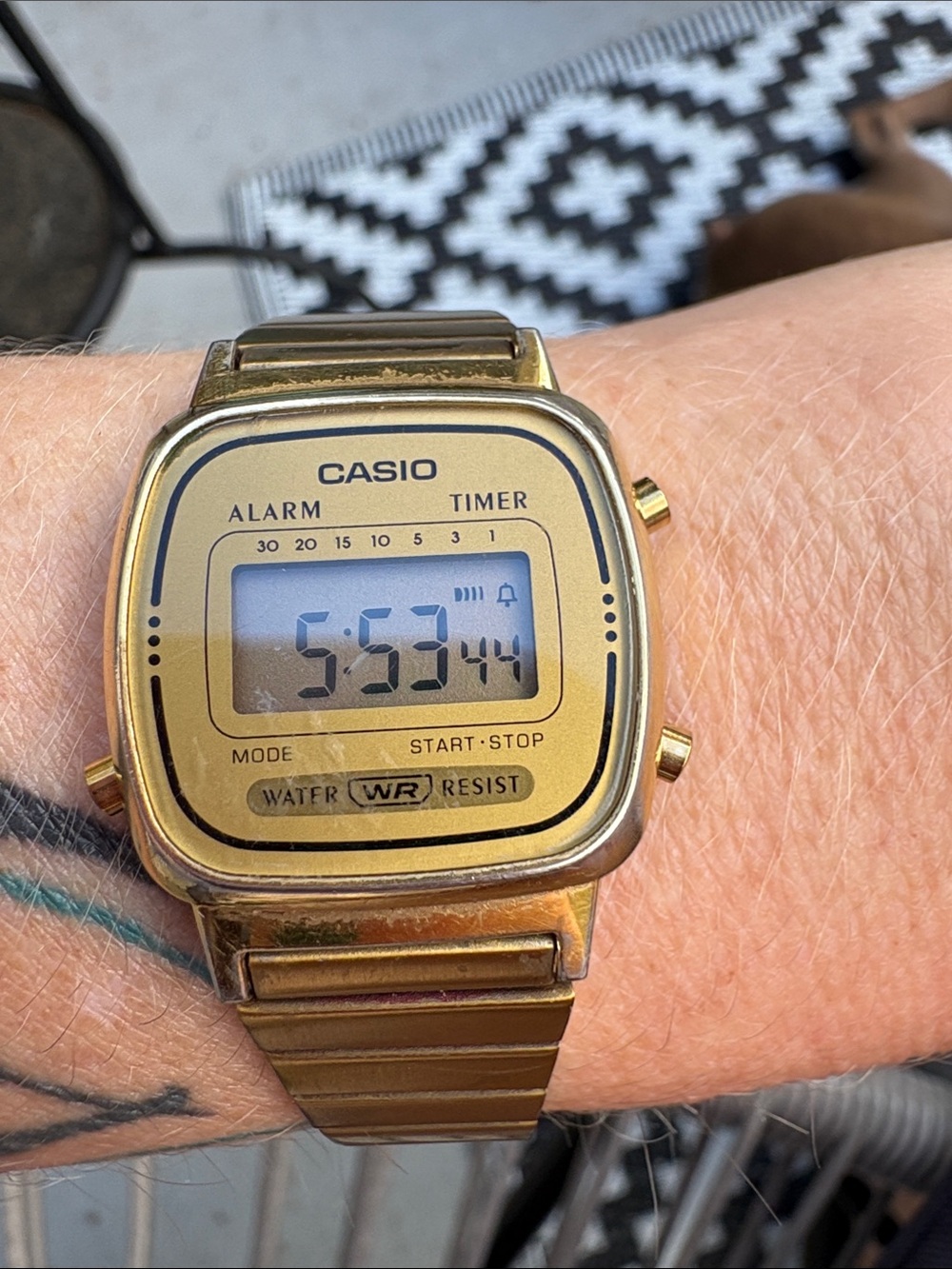 Casio Gold Digital Alarm Timer Watch with Metal Bracelet
